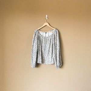 Anthropologie Cascia’s Leopard Cream Cinched Top